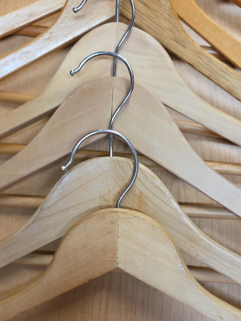 Wooden‎ Suit Coat Hangers  17.5” Pants Bar Heavy Duty Natural Wood